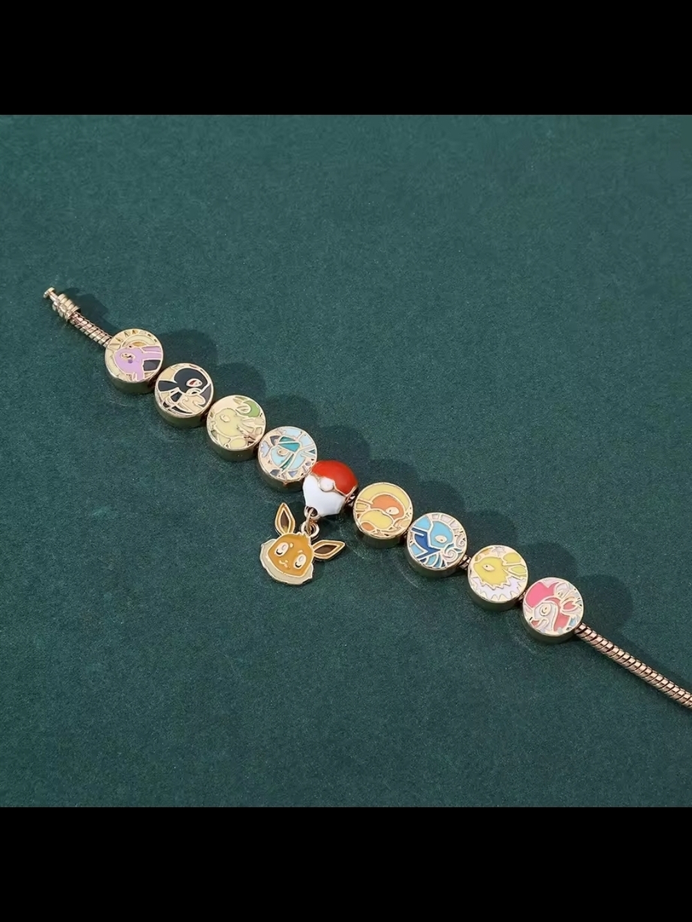 Pokemon Eeveelution Charm Gold Tone Bracelet - Picture 3 of 6